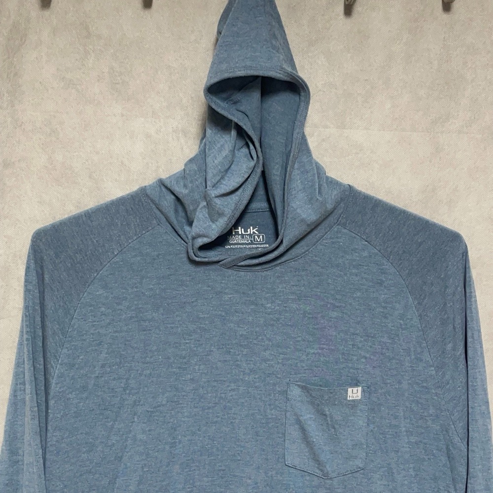 Huk Hoodie Men M Waypoint Performance Lightweight Pocket Fishing Pullover L/S